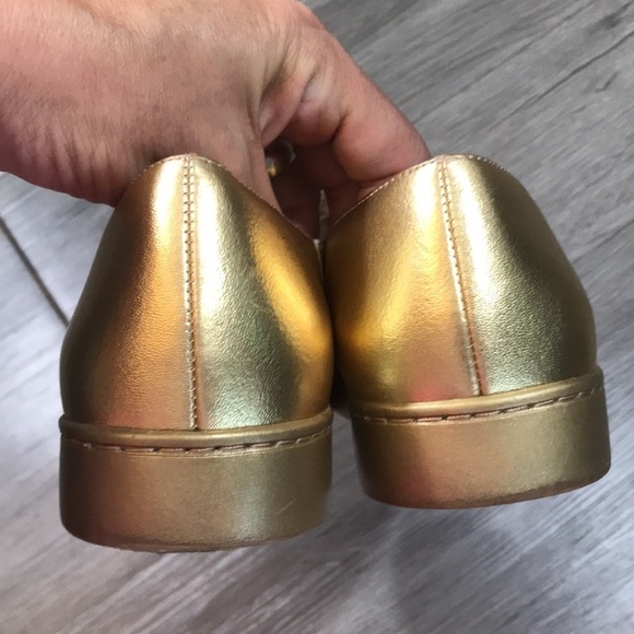 Free People Gold Metallic Splatter Pony Hair Slip On Loafers - Picture 5 of 11